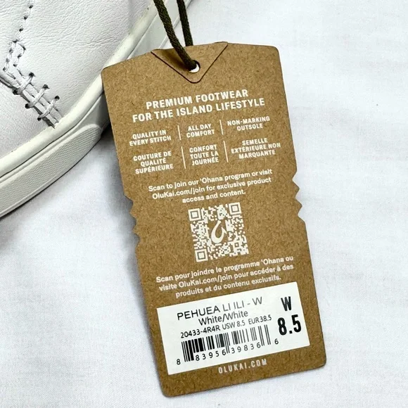 New OluKai Pehuea Li Ili Leather Women’s Slip On In Sneakers Shoes 8.5 White NIB - Picture 6 of 12